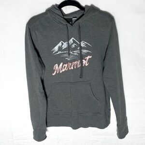 Marmot Grey Pullover Hoodie W Mountain Design L
